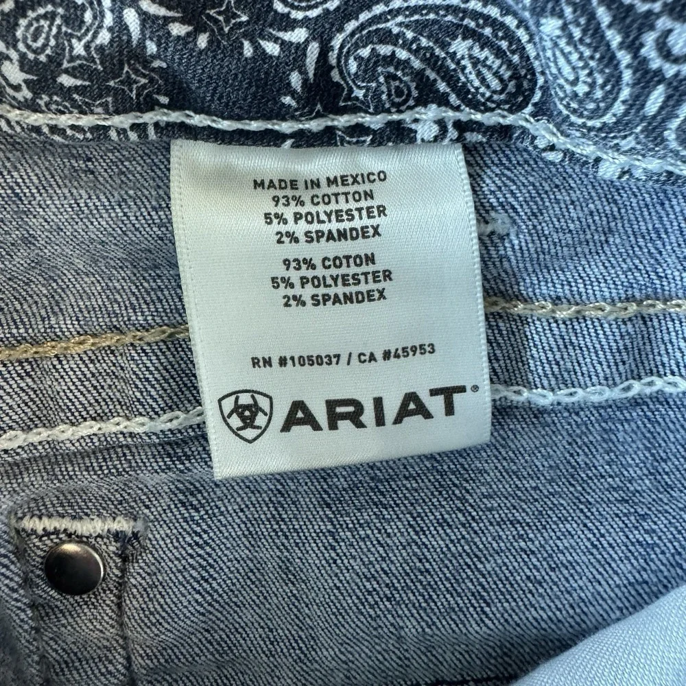Ariat REAL Denim Bermuda Shorts Womens 29R Western Studded Stretch Denim